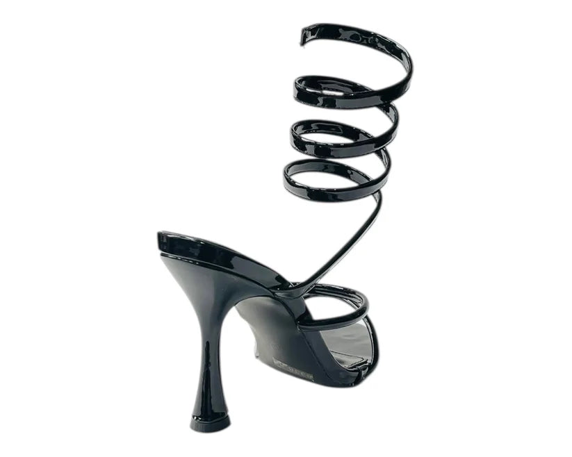 Women's Snake Anklet Round Toe High Heel Sandals