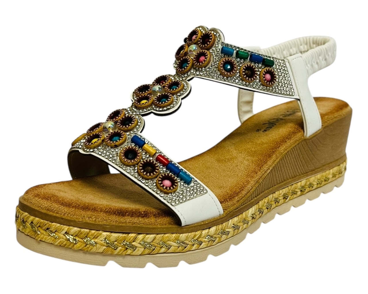Women's Lightweight Diamante Slip On Wedge Sandals