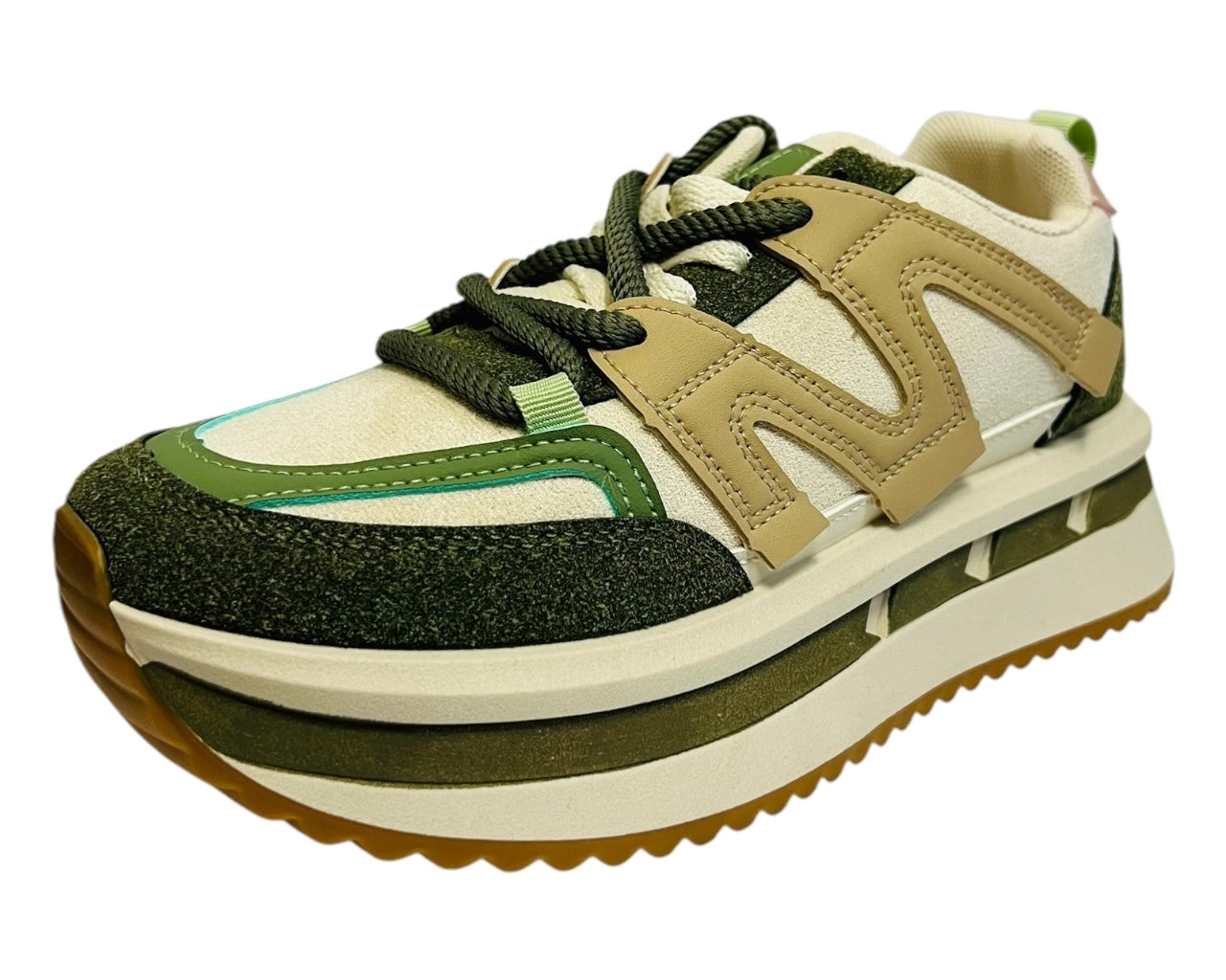 Womens Faux Leather Lace Up Platform Trainers