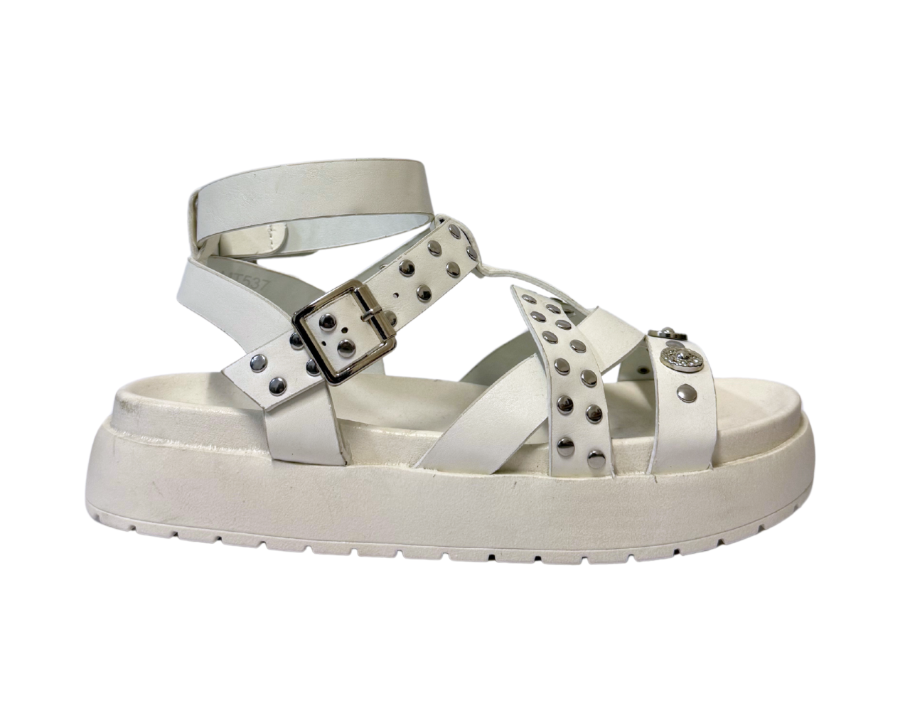 Women's Faux Leather Chunky Sole Golden Buckle Sandals