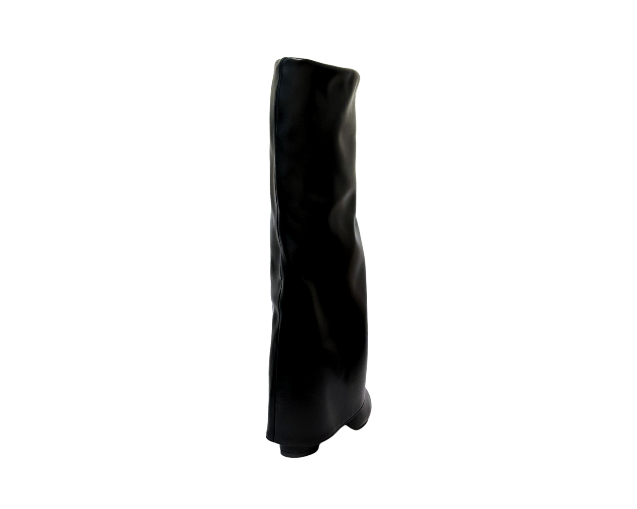 Women's Faux Leather 9616-1 Fold Over Knee High Block Heel Boots