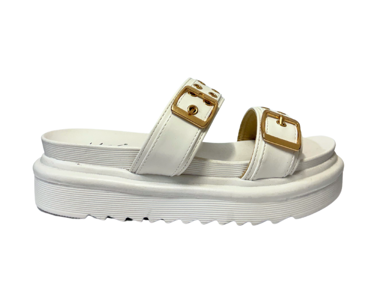 Women's Faux Leather Flat Studded Sliders