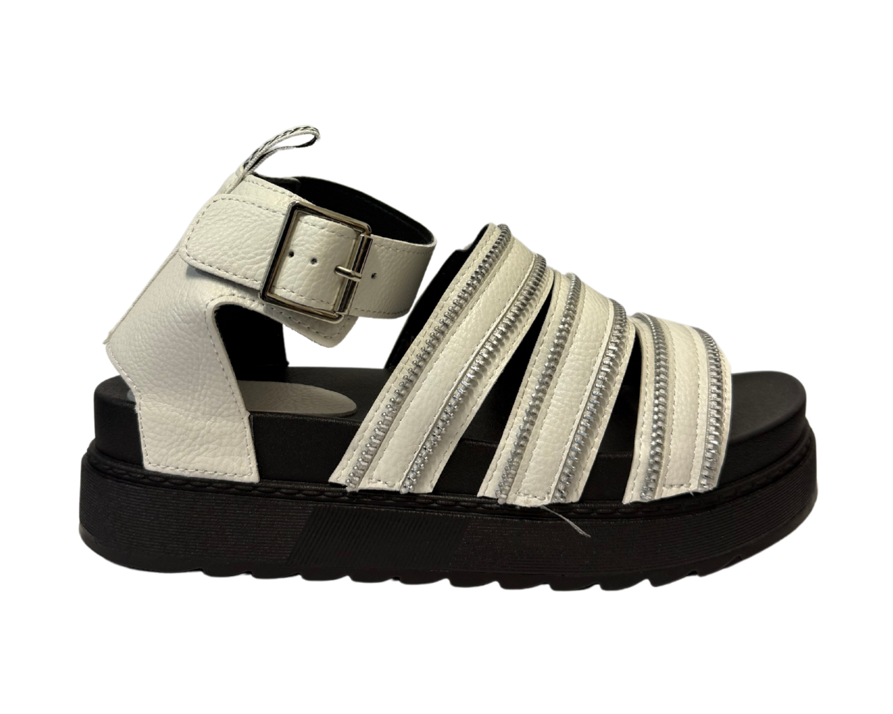 Women's Faux Leather Chunky Sole Double Buckle Gladiator Sandals