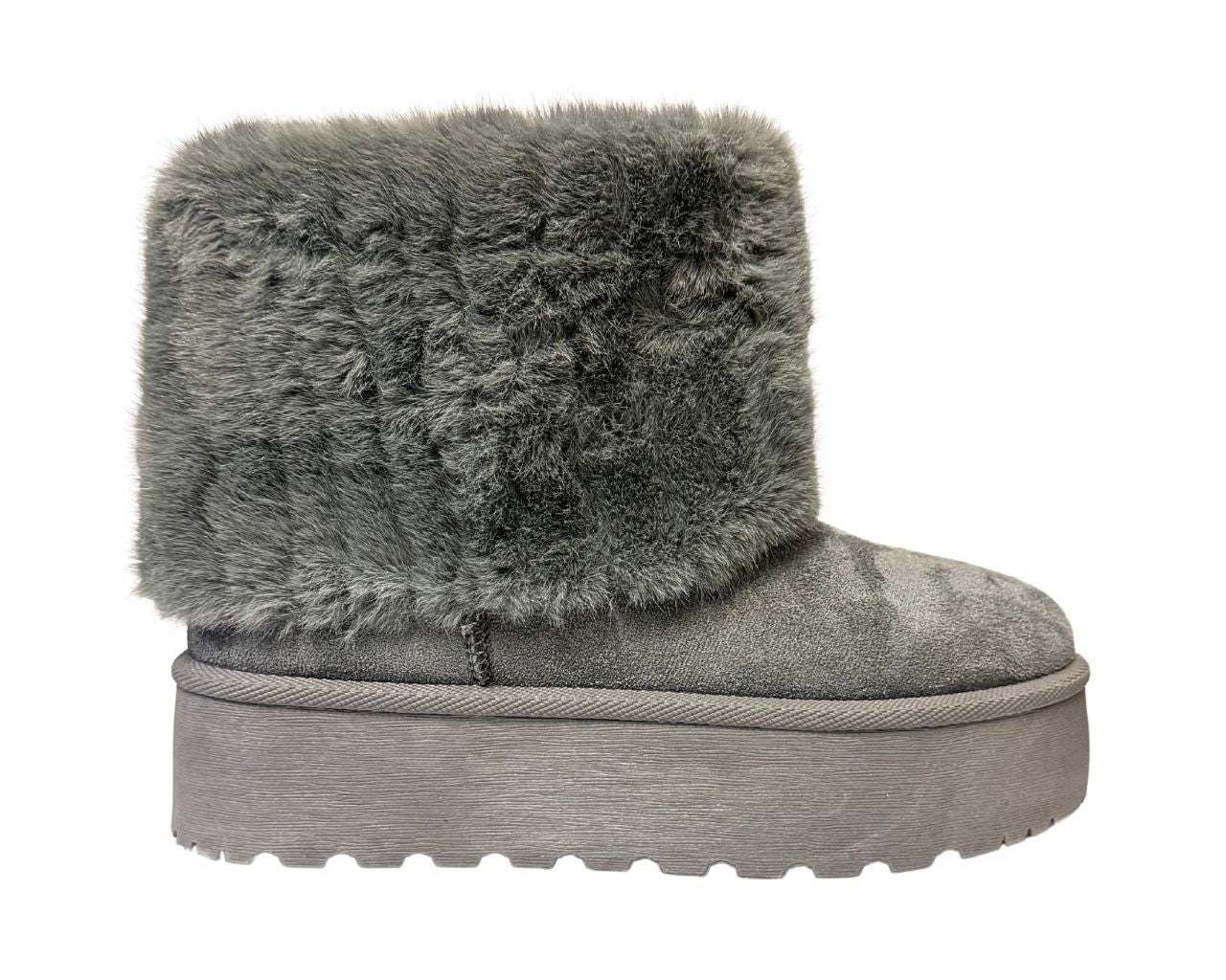 Fold Over Faux Fur Lining Platform Ankle Boots