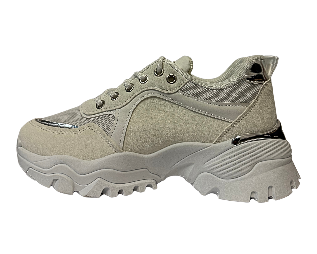 Women's Chunky Sole Diamante Lace Up Socks Trainers