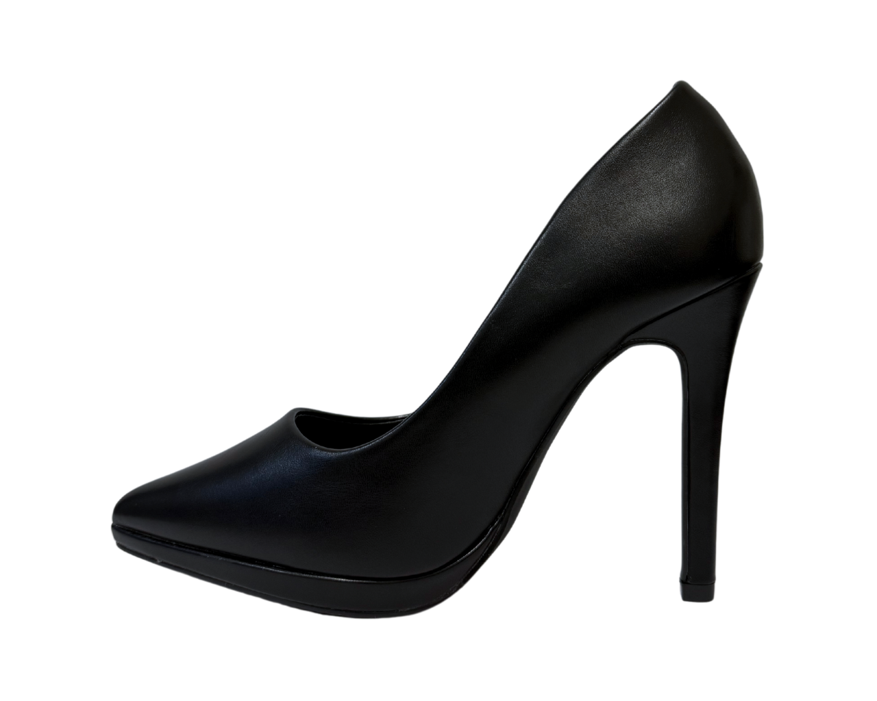 Women's Faux Leather Stiletto Heel Black Court Shoes