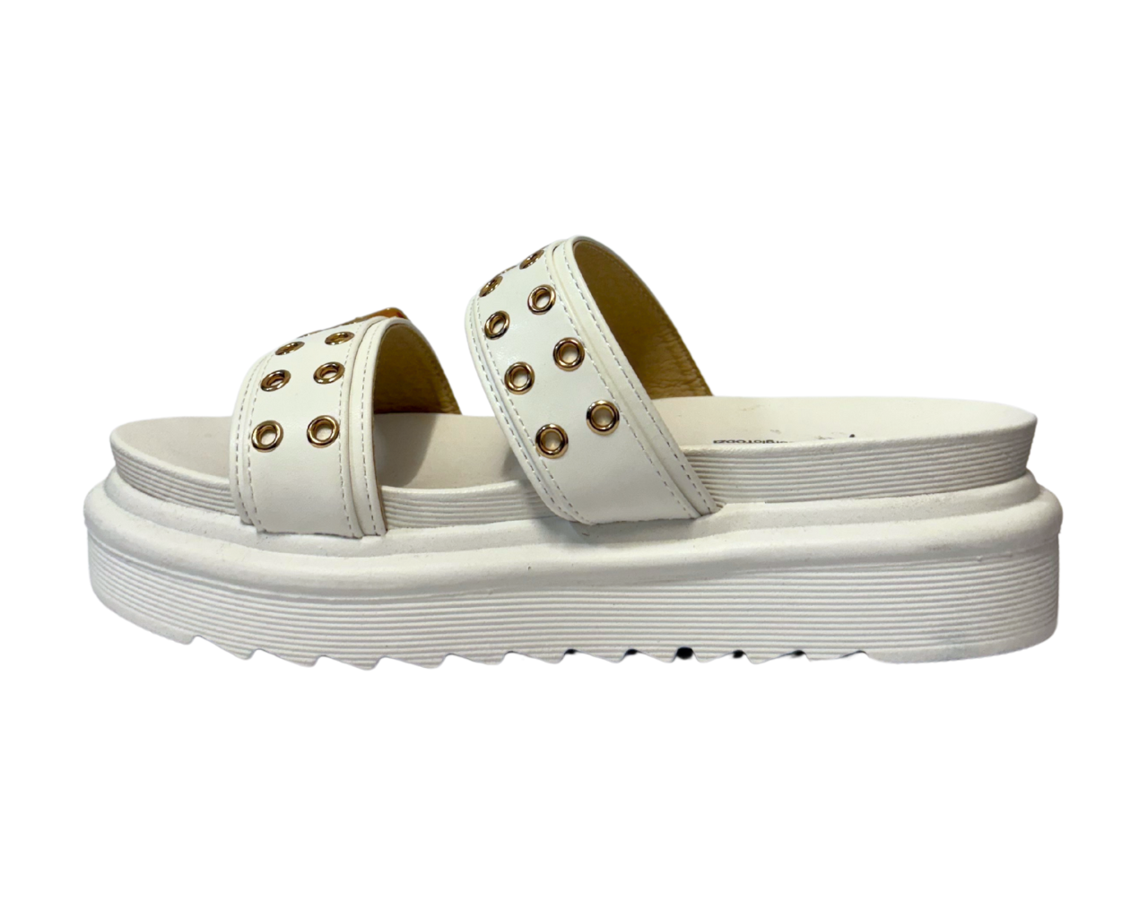 Women's Faux Leather Flat Studded Sliders