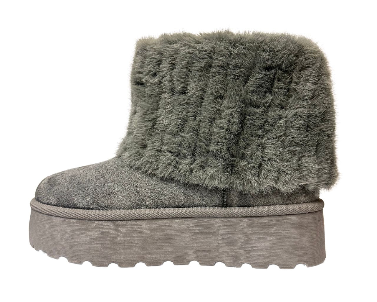 Fold Over Faux Fur Lining Platform Ankle Boots