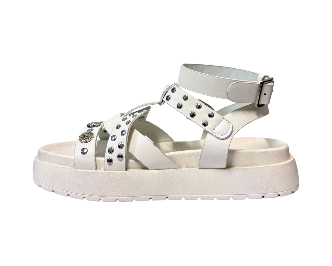 Women's Faux Leather Chunky Sole Golden Buckle Sandals