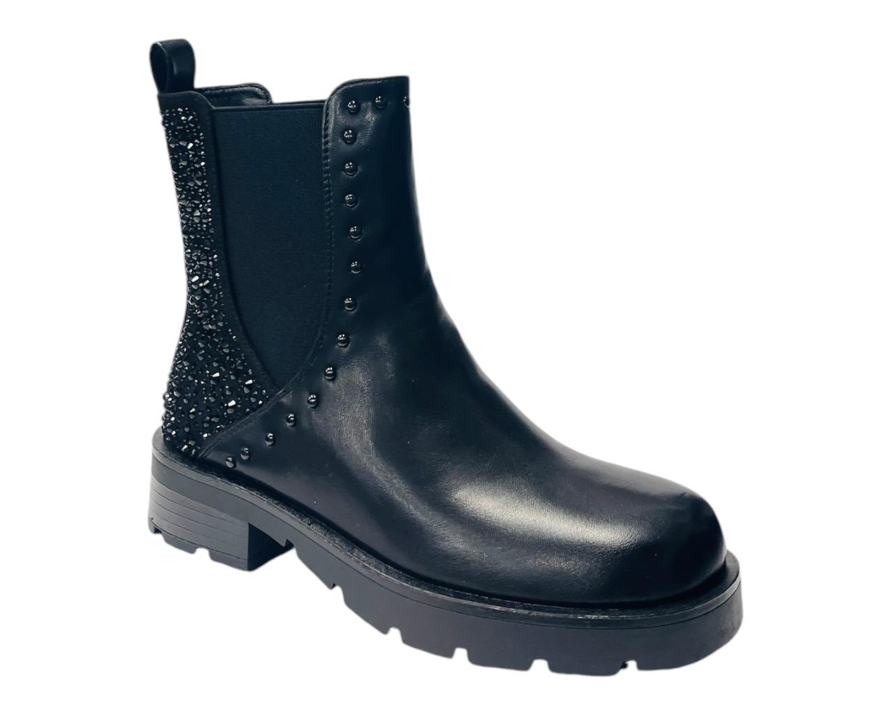 Women's Rhinestone Faux Leather Ankle Boots
