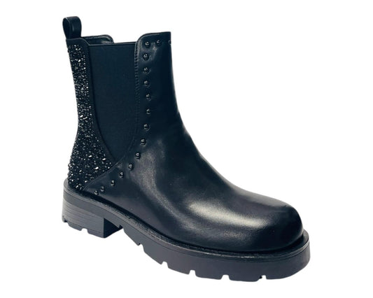 Women's Rhinestone Faux Leather Ankle Boots