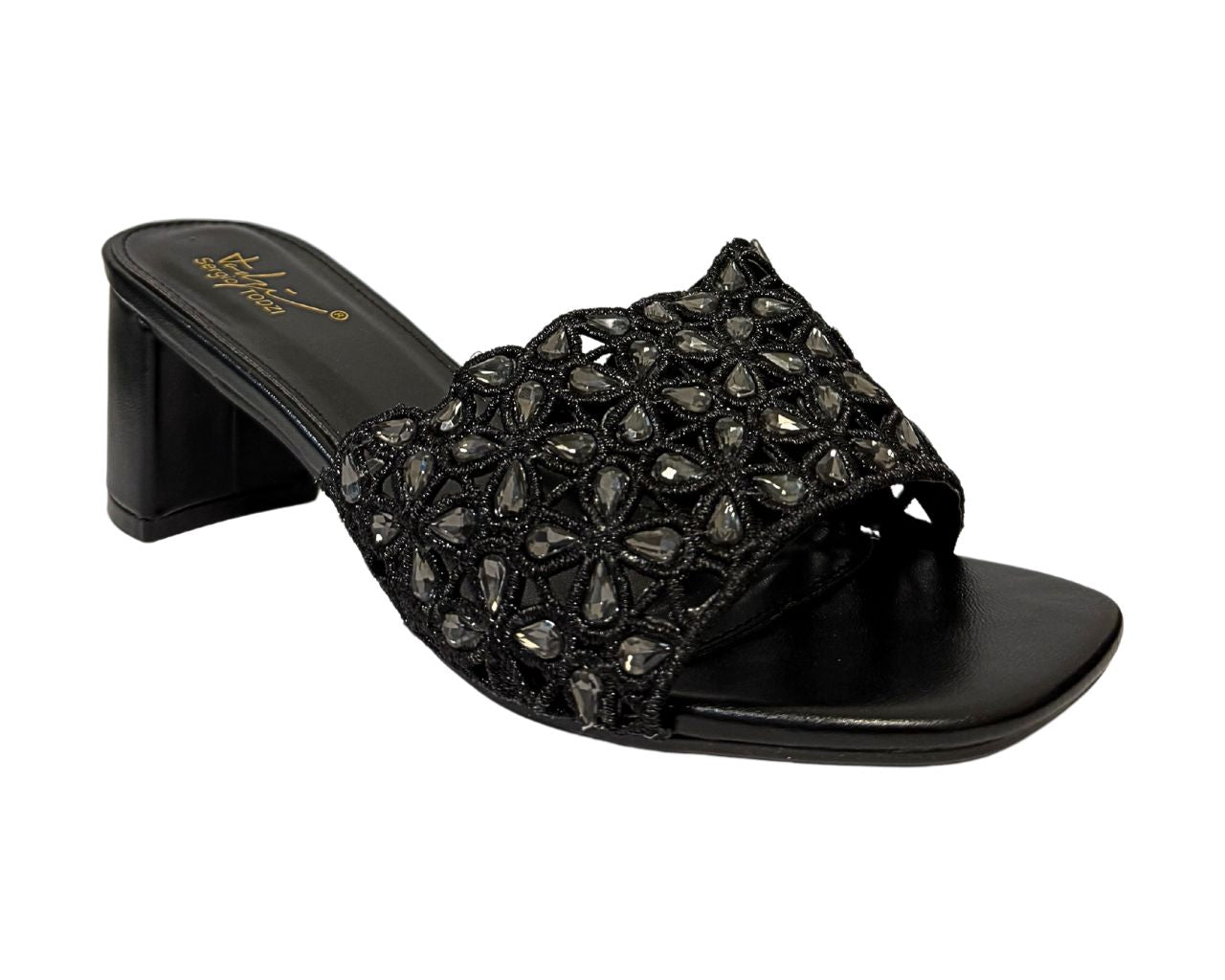 Women's ST017 Block Heel Heel Rhinestone Shoes