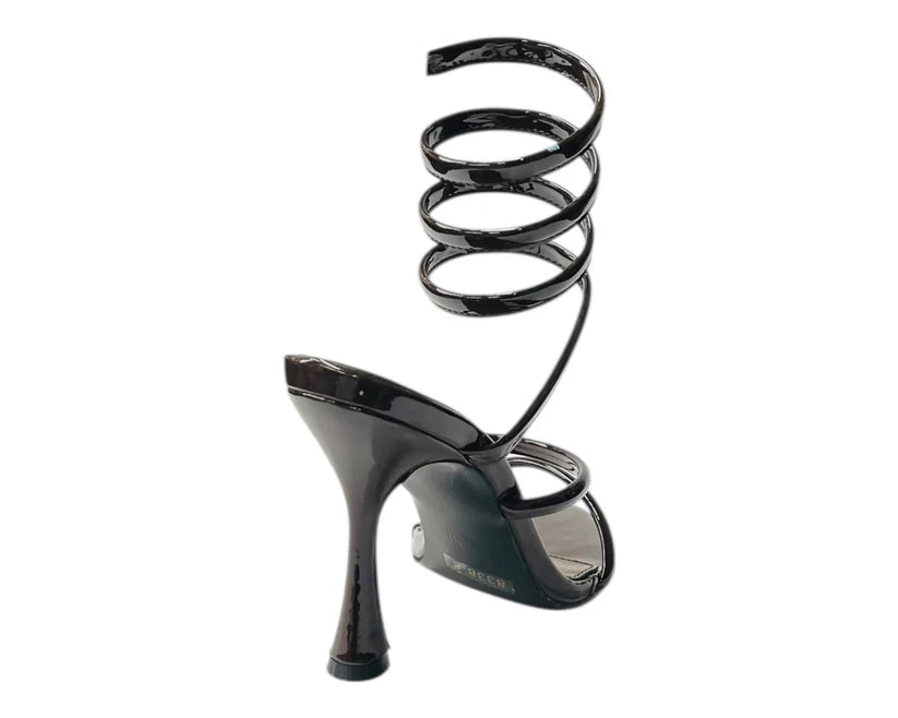 Women's Snake Anklet Round Toe High Heel Sandals