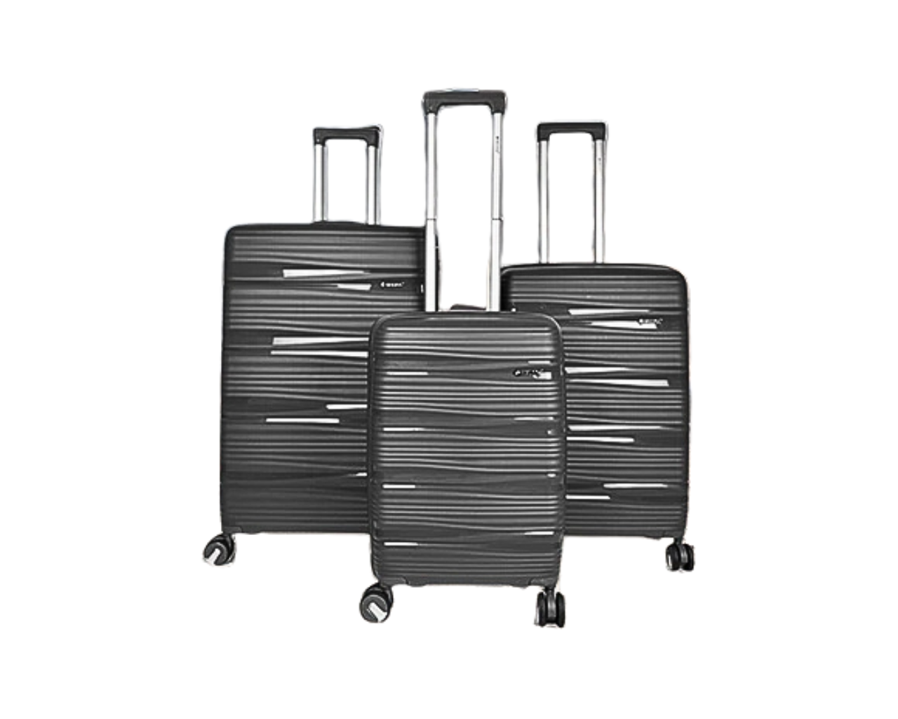 Hard Shell Lightweight Set of 3 Polypropylene Suitcases with Expandable Gusset