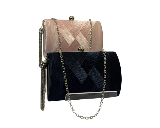 Women's Satin Tassel Clutch Bag Party Prom Evening Purse Handbag Chain