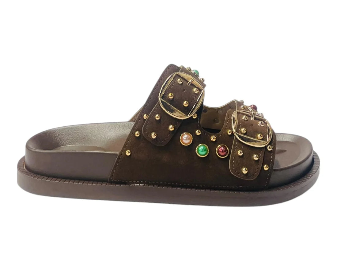 Women's Wide Strap Padded Mules Sandals