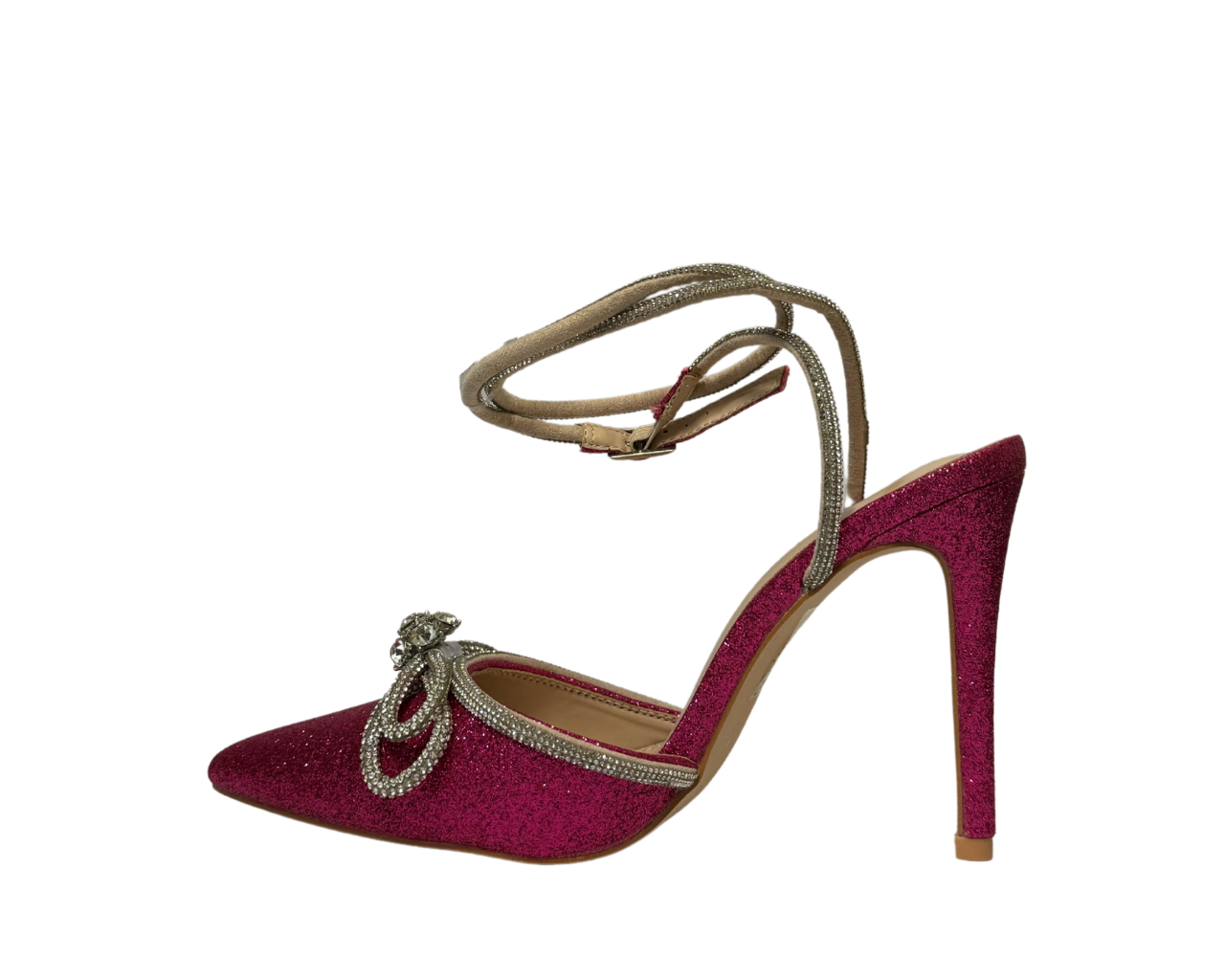Women's Rhinestone Decor Ankle Strap Court Shoes