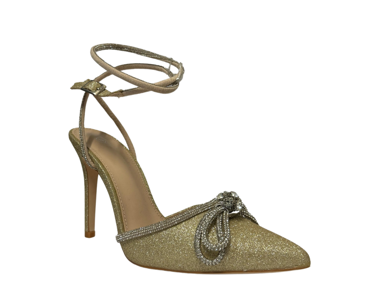 Women's Rhinestone Decor Ankle Strap Court Shoes