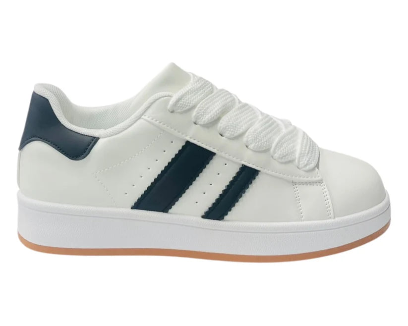 Faux Leather Lace-Up Sports Trainers