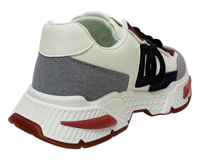 Faux Leather Lace-Up Trainers with Thick Sole