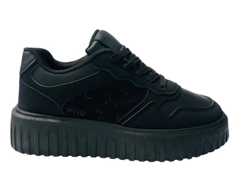 Platform Lace-Up Trainers in Faux Leather