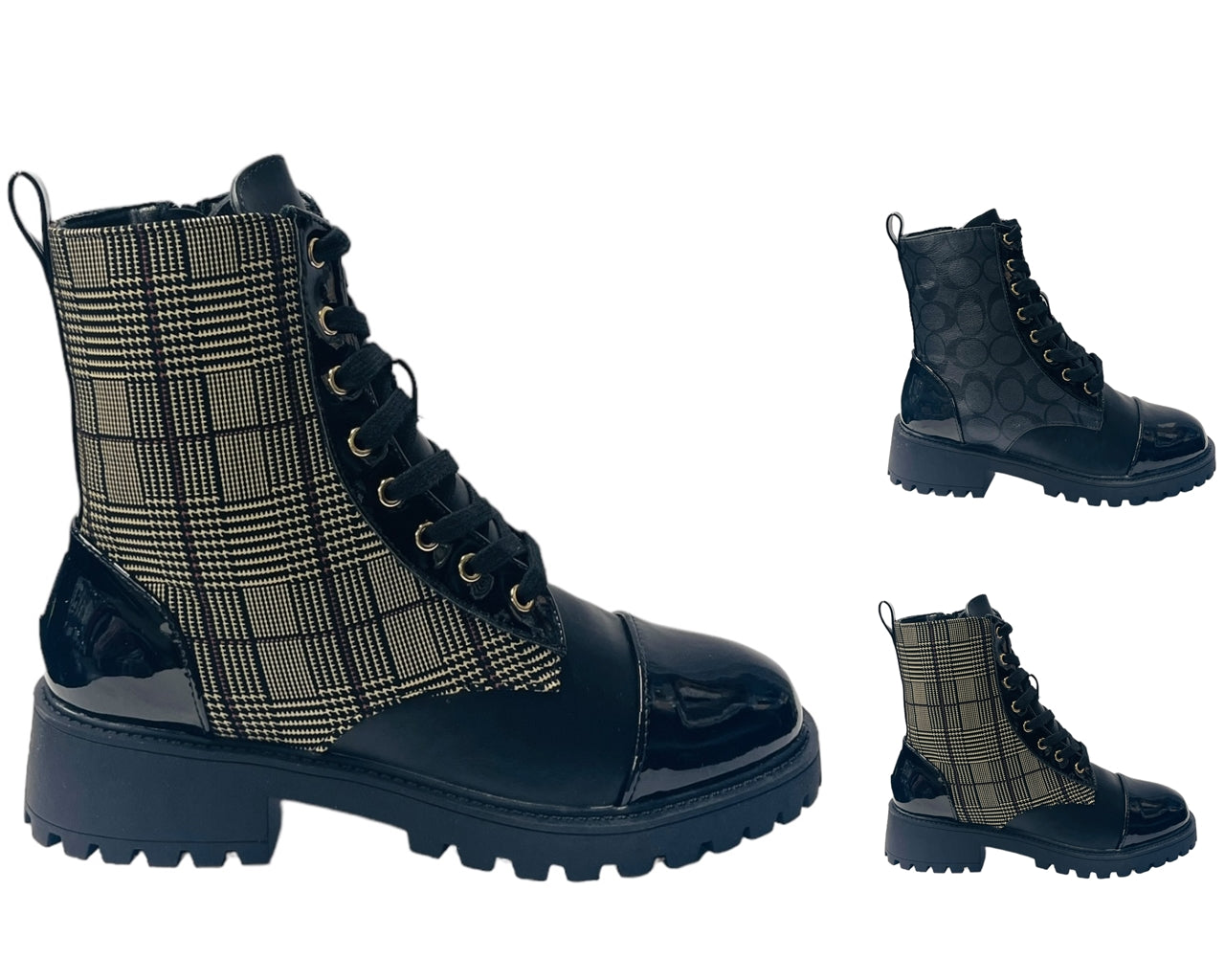 Faux Leather Chunky Sole Ankle Boots
