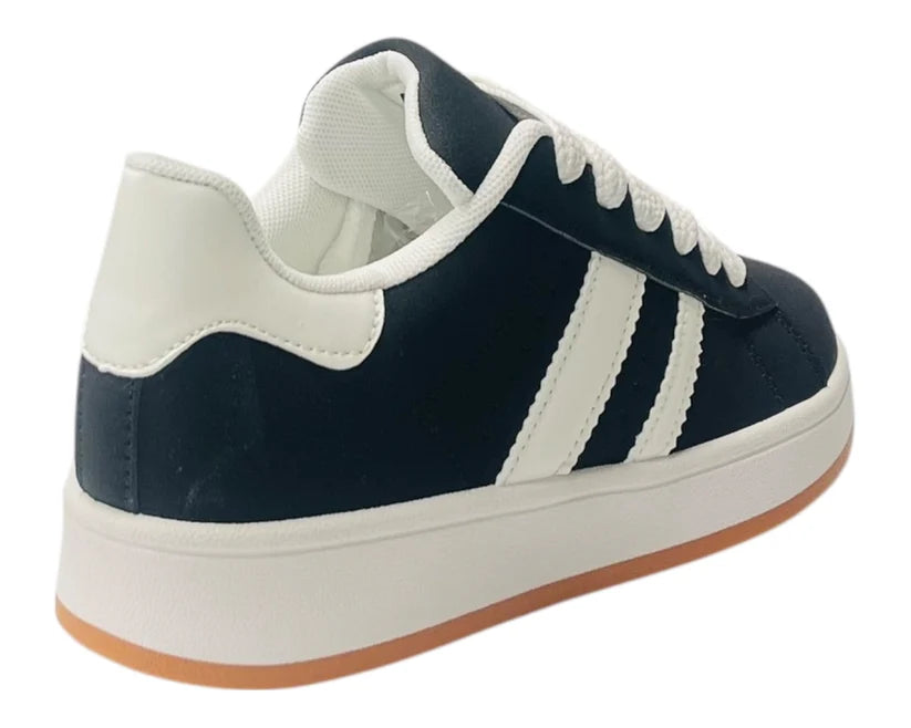 Faux Leather Lace-Up Sports Trainers
