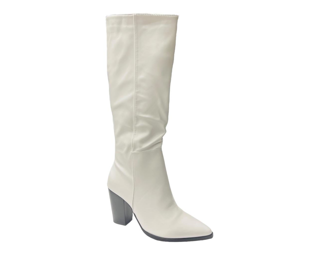 Women's Pointy Toe Knee High Boots Knight Block Heels Nightclub Shoes