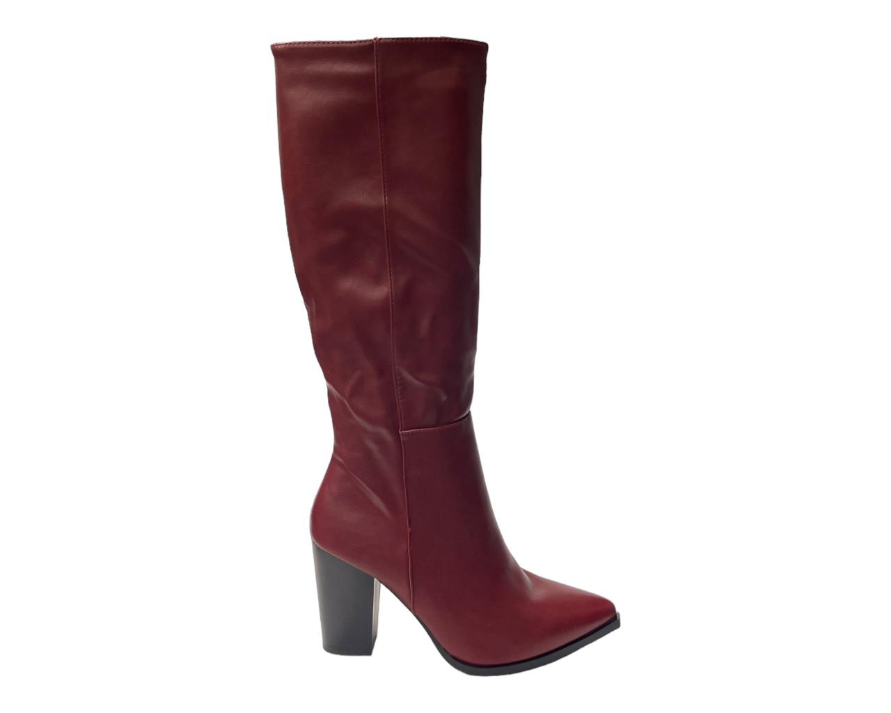 Women's Pointy Toe Knee High Boots Knight Block Heels Nightclub Shoes