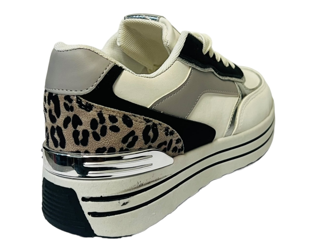 Faux Leather Chunky Sole Lace Up Trainers