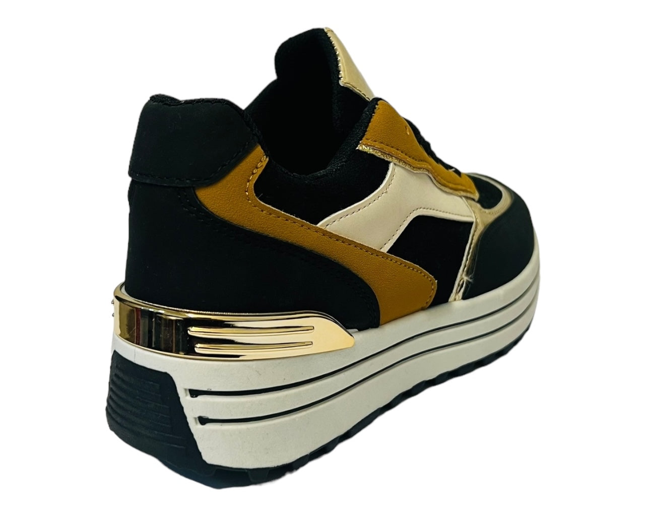 Faux Leather Chunky Sole Lace Up Trainers