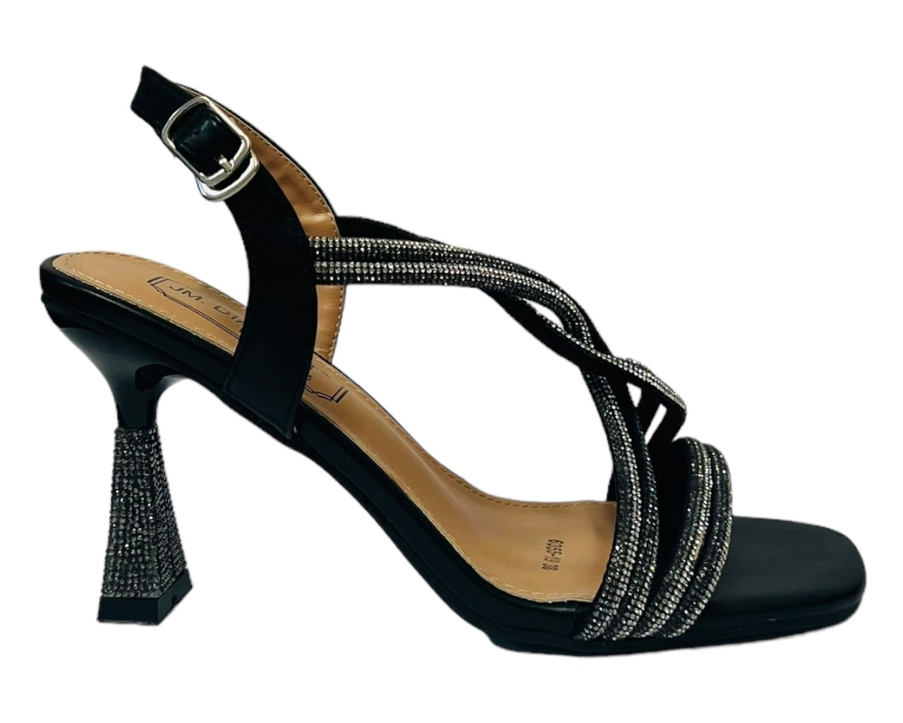 Women's Crossover Diamante Strappy Spool Heel Shoes