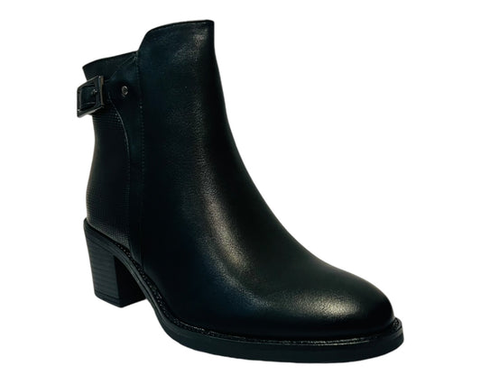 Faux Leather Block Heel Ankle Boots