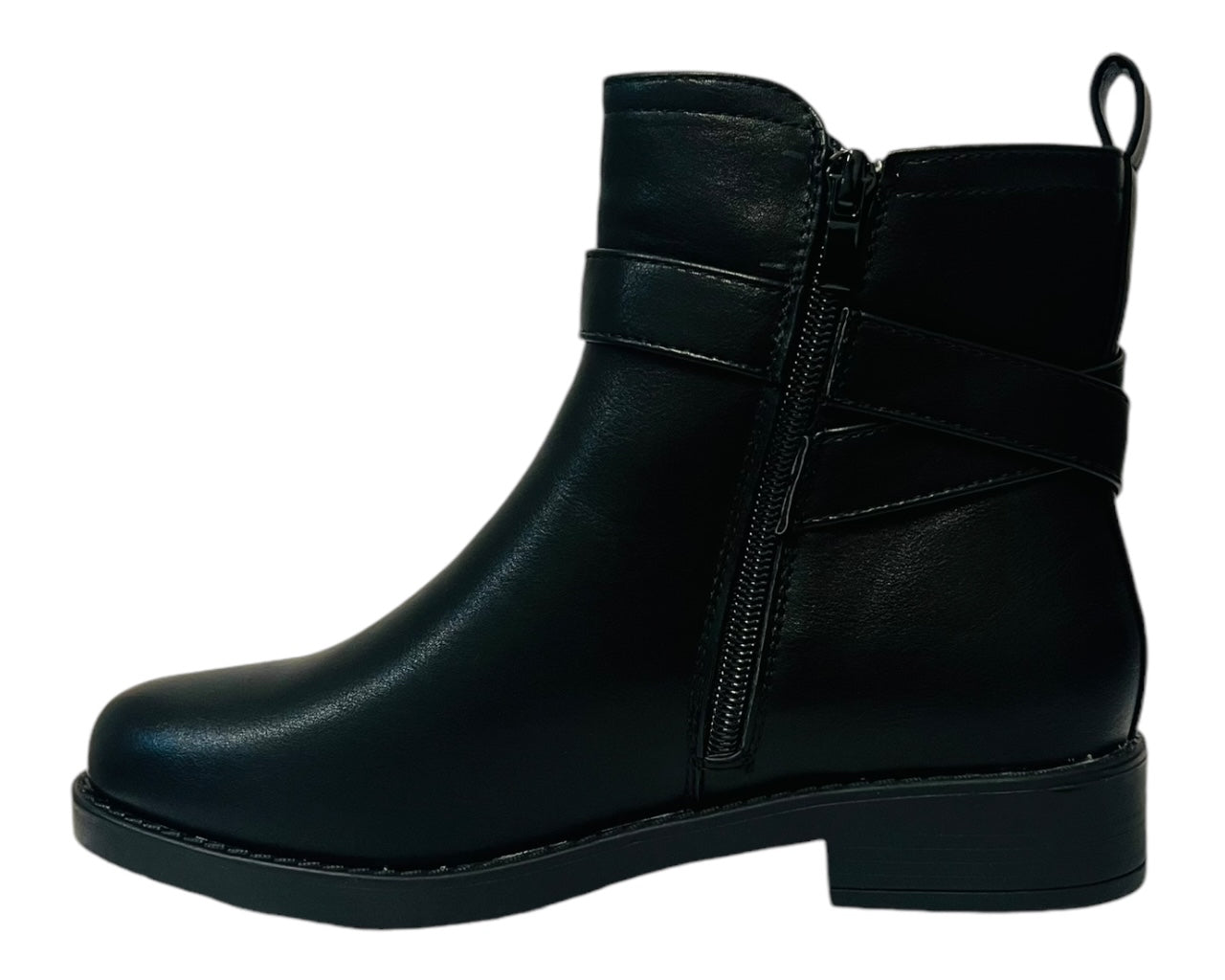 Women's Flat Sole Faux Leather Zip Ankle Boots