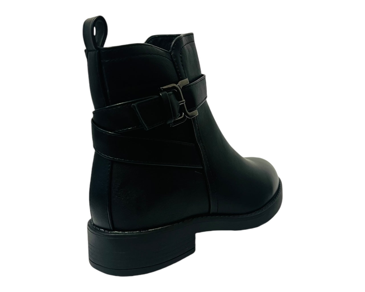 Women's Flat Sole Faux Leather Zip Ankle Boots