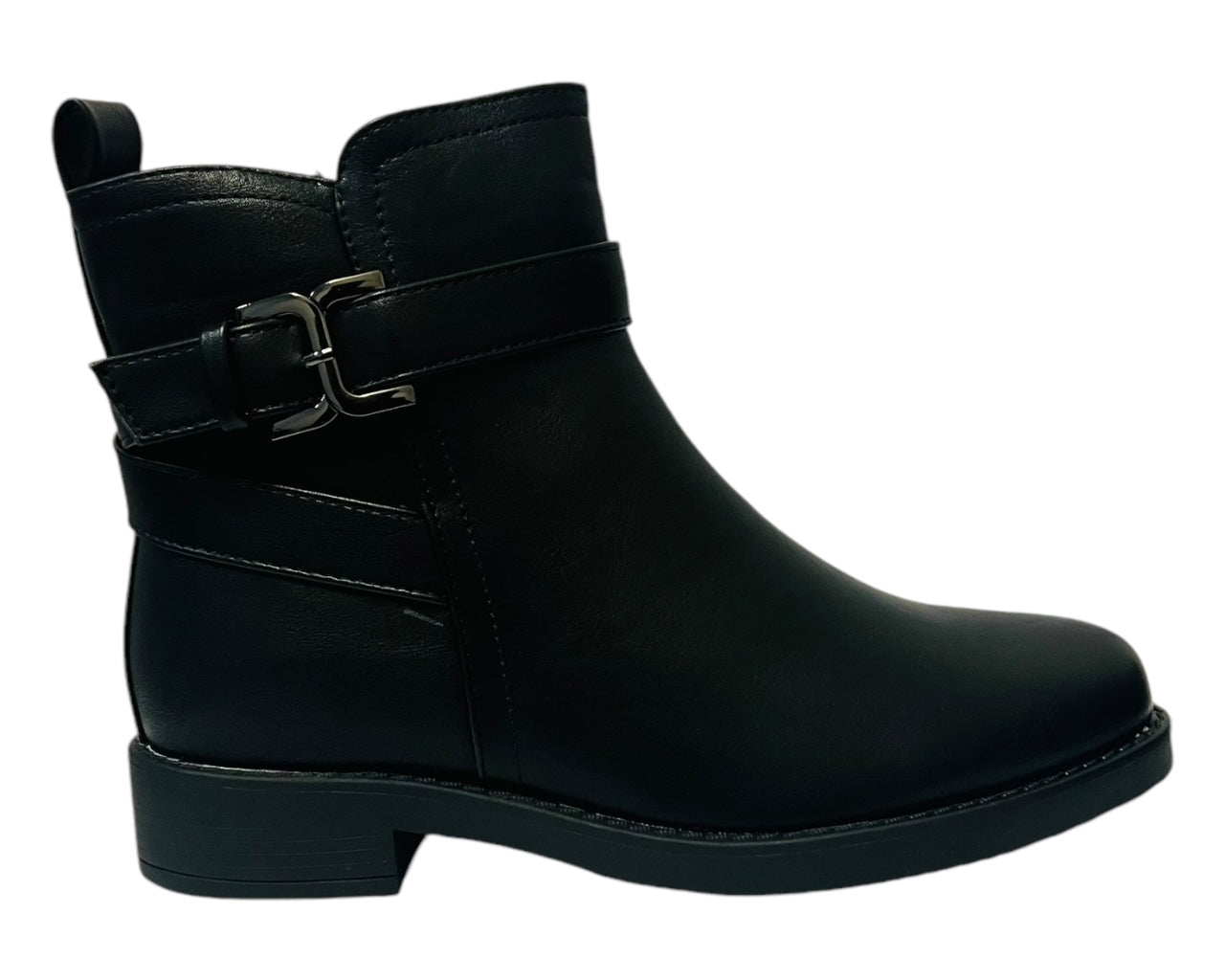 Women's Flat Sole Faux Leather Zip Ankle Boots