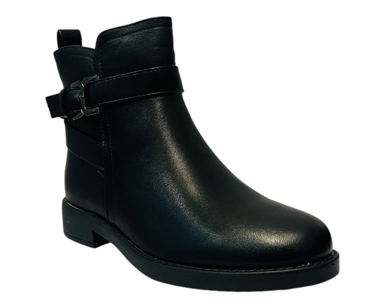 Women's Flat Sole Faux Leather Zip Ankle Boots