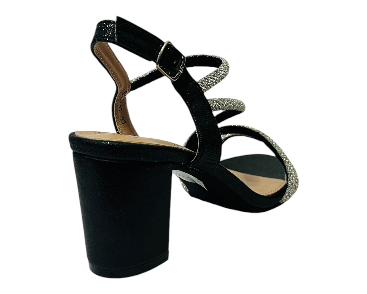 Women's Ankle Strap Glitter Block Heel Shoes