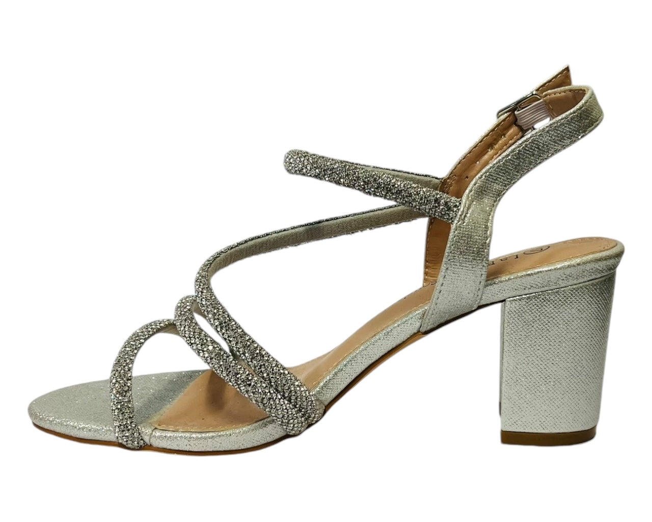 Women's Ankle Strap Glitter Block Heel Shoes
