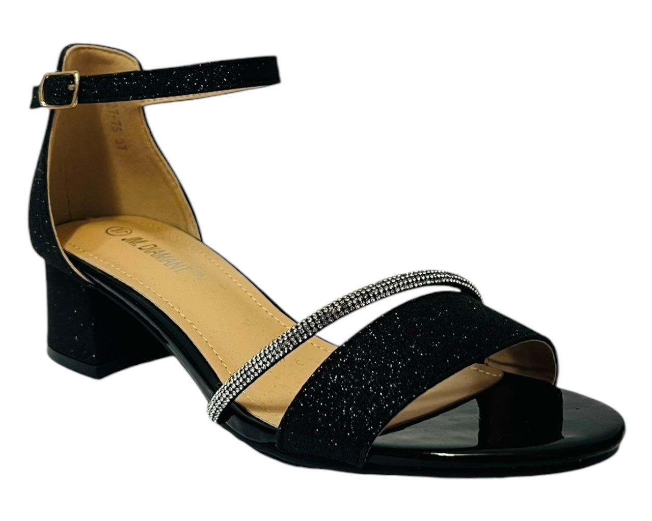 Ankle Strap Glitter Block 4.5CM Heel Shoes