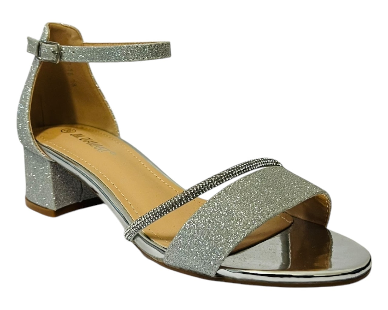 Ankle Strap Glitter Block 4.5CM Heel Shoes