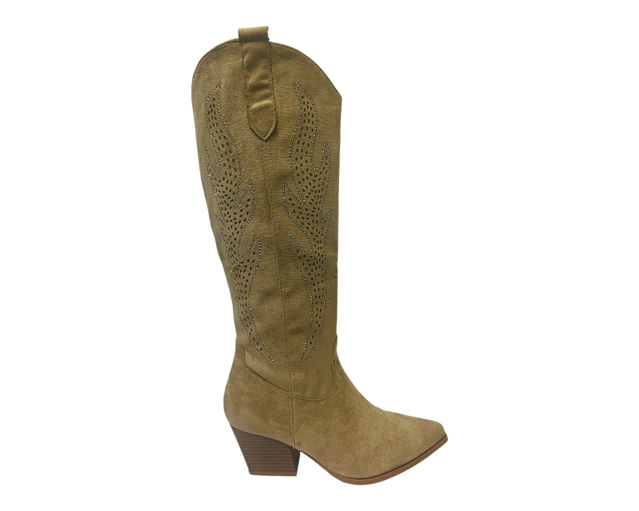 Women's Western Cowboy Embroidered Suede Long Boots