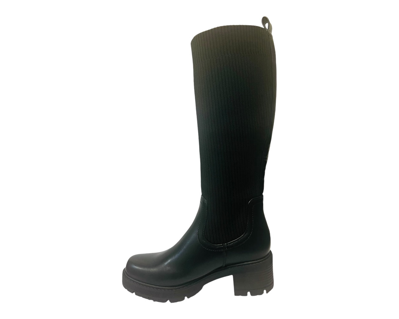 Women's Faux Leather Knee High Stretch Boots Black
