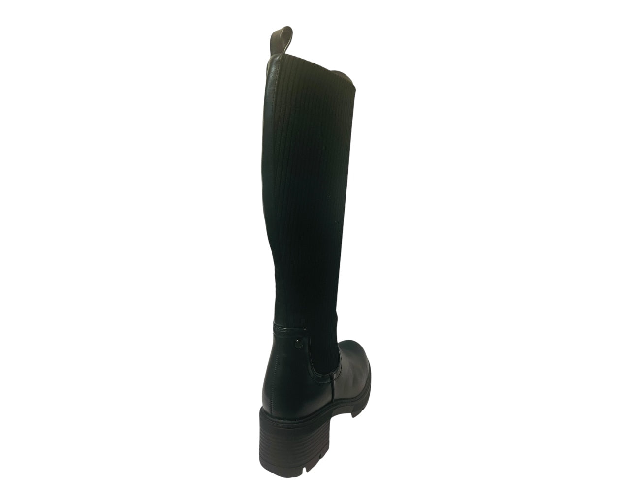 Women's Faux Leather Knee High Stretch Boots Black
