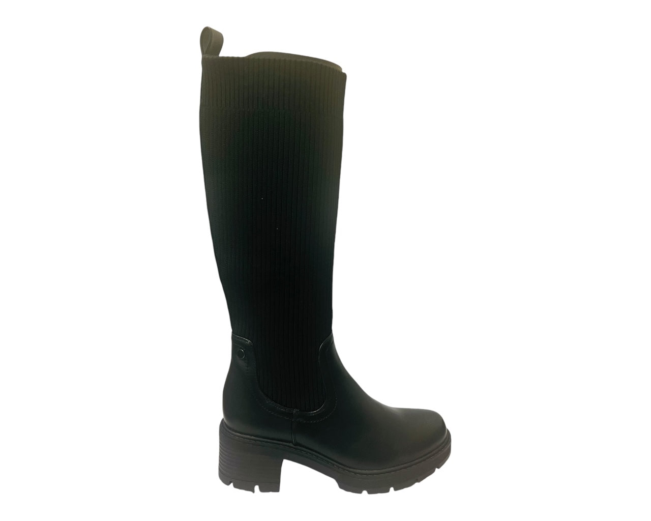 Women's Faux Leather Knee High Stretch Boots Black