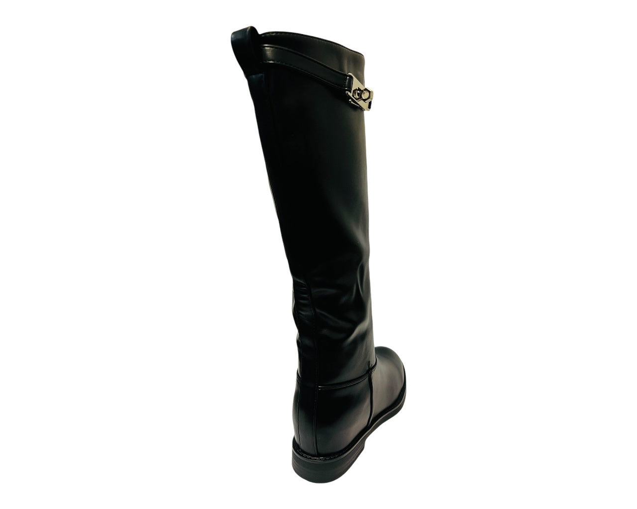 Women's 1610 Faux Leather Knee High Zip Boots Black