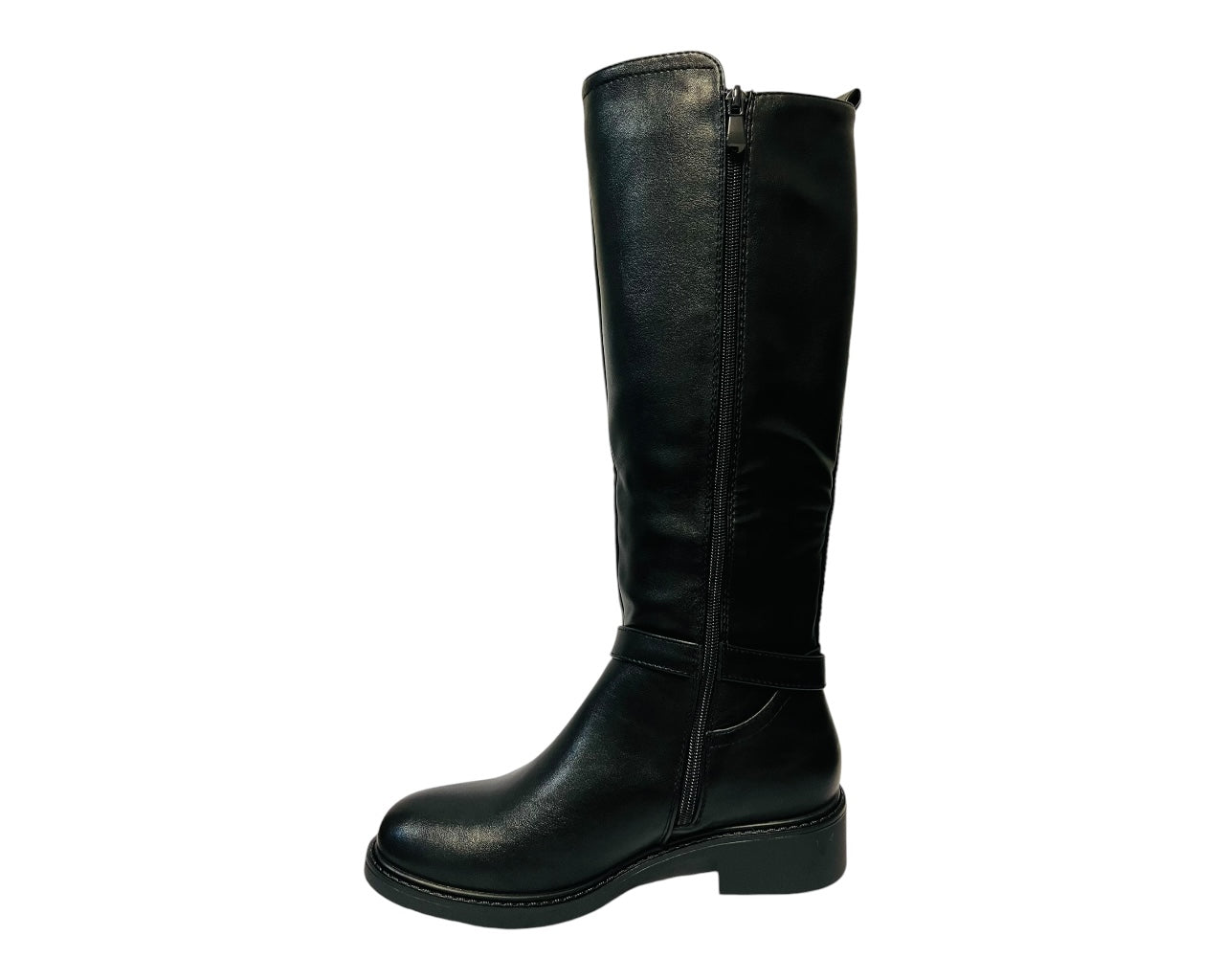 Women's RQ-51 Faux Leather Knee High Stretch Zip Boots Black