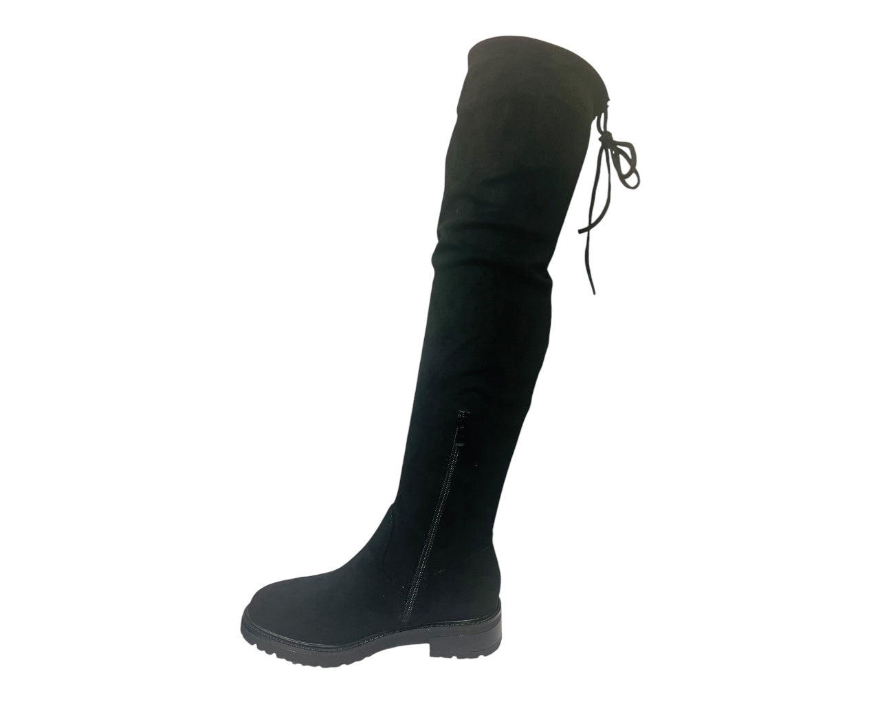 Women's Canvas Flat Heel Over the Knee Boots Black