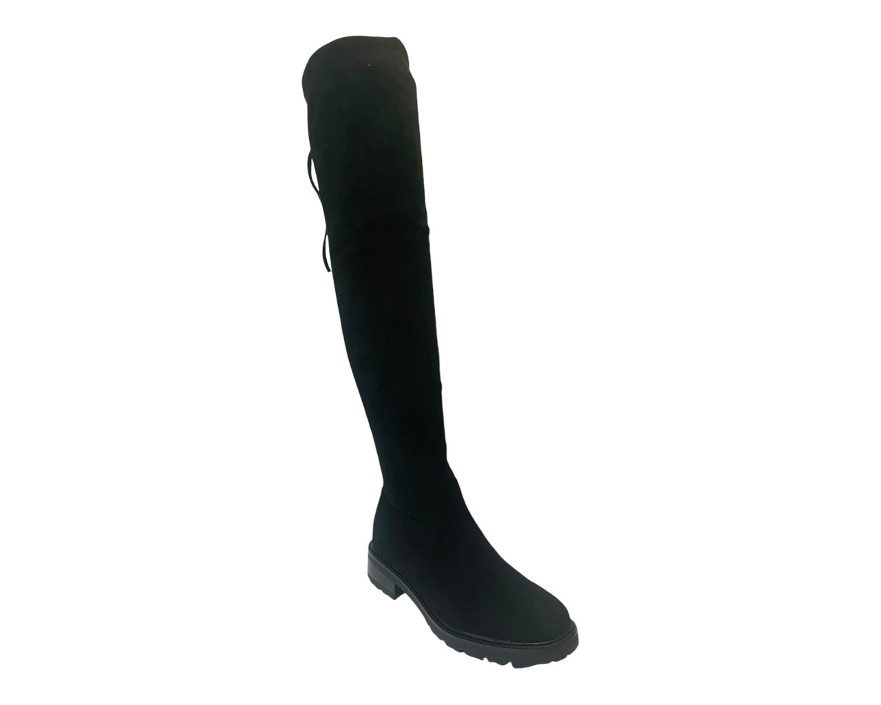 Women's Canvas Flat Heel Over the Knee Boots Black