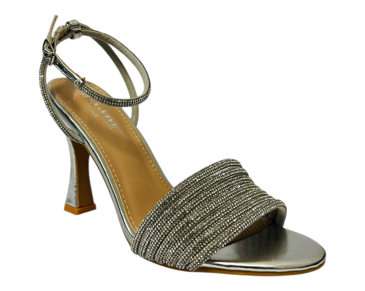 Women's Ankle Strap Diamante Spool Heel Shoes